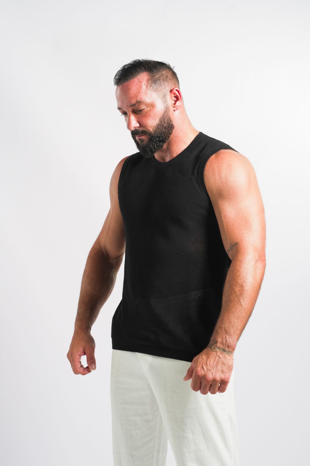 Débardeur Mesh Noir Épure